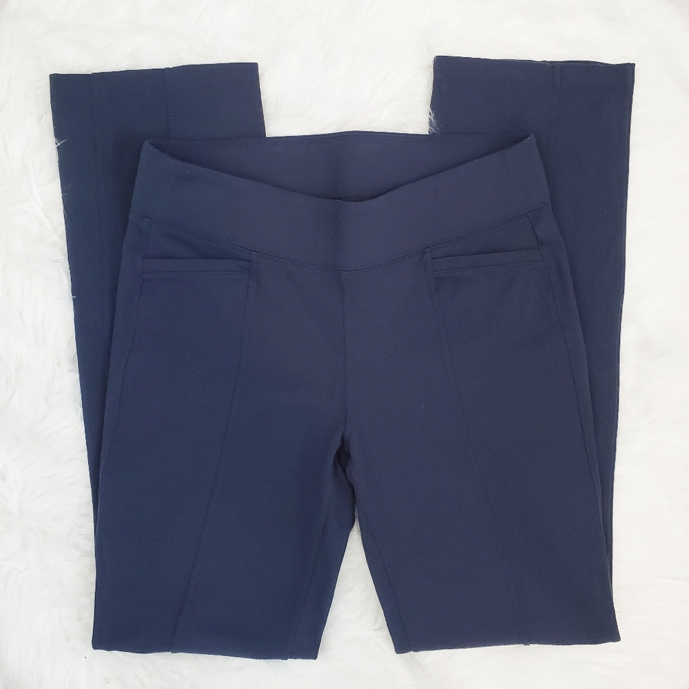 Athleta Navy Blue Mid Rise Straight Fit Yoga Pants Medium
